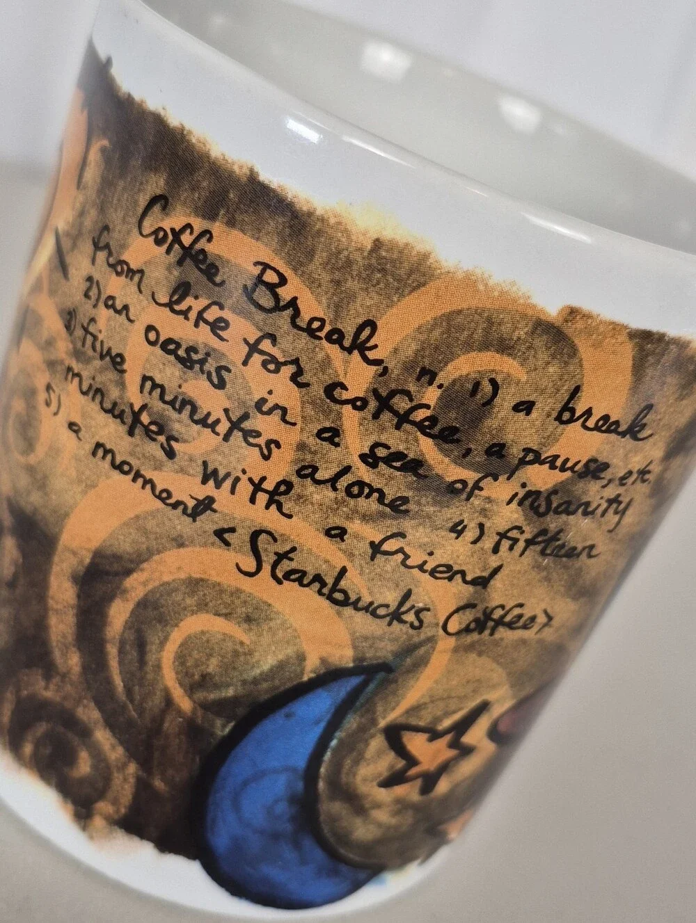 Starbucks Vintage 1998 Whimsical Art Coffee Break Essentials Mug - Jumbo 20 oz.